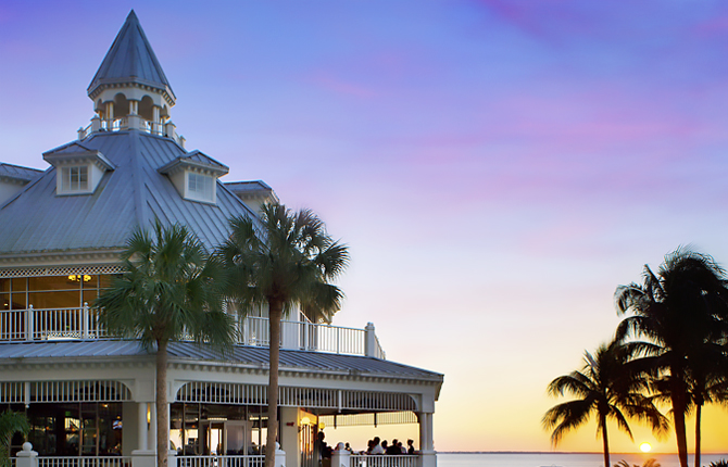 Sanibel Harbour Marriott Resort & Spa wedding reception poolside exterior sunset