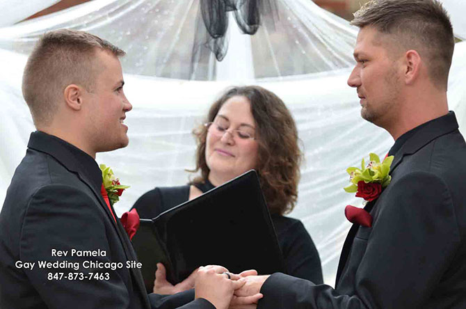 Gay Wedding Chicago Site - Reverend Pamela performing same-sex marriage ceremony