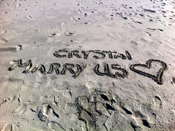 Crystal Mary Us - Crystal Marry Us written in the sand