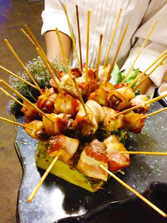 Bacon, sausage, pineapple appetizers by Culinary Creations