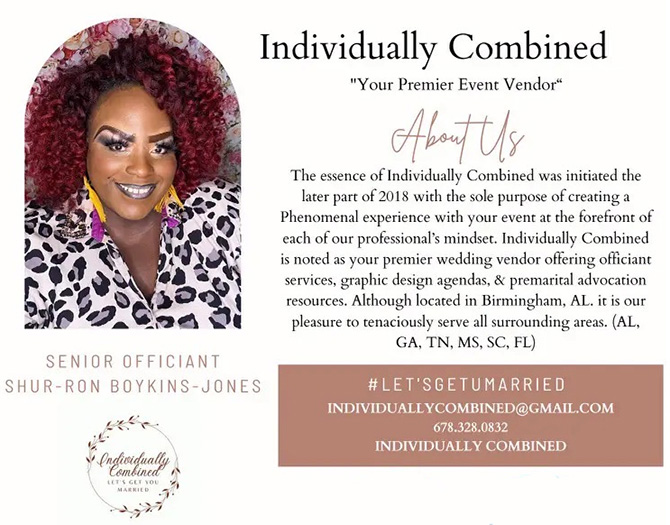 Birmingham, AL LGBT Wedding Officiant - Individually Combined Wedding Services