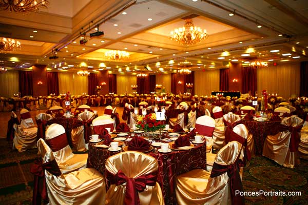 DoubleTree by Hilton Sacramento Red and Gold Themed Wedding Reception