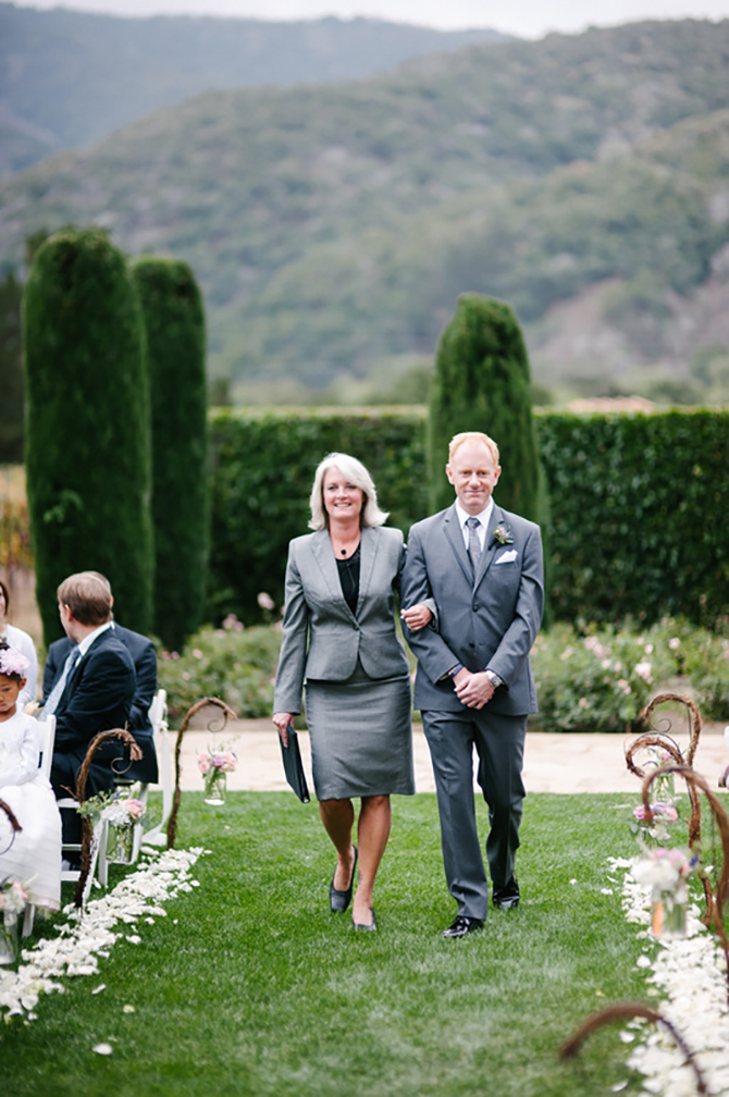 Lake Tahoe Same-Sex Marriage Ceremony Officiant Walks Groom Down the Aisle