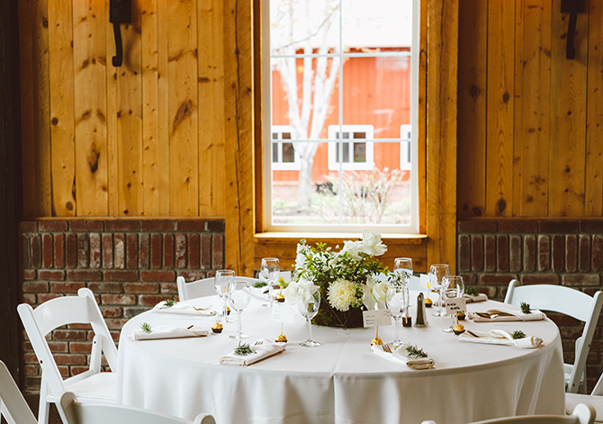 Indoor wedding reception rustic barn