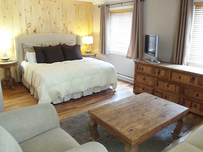 Silverpick Lodge - Game room with fireplace bedroom suite