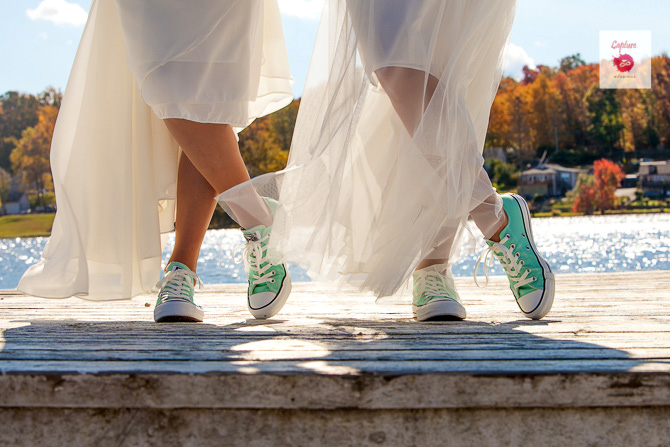 Capture Photography - Photo of brides seafoam green tennis shoes