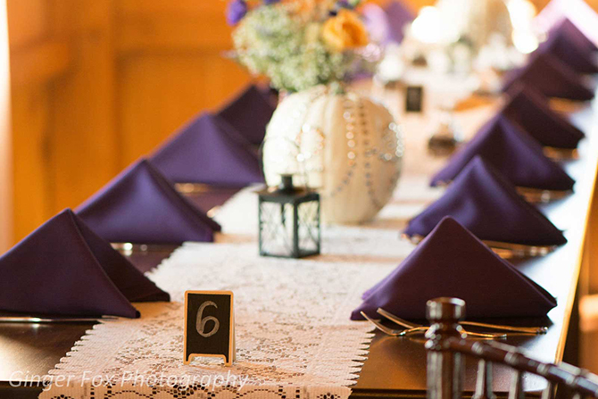 Purple Wedding Reception Decor - Thousand Acre Farm