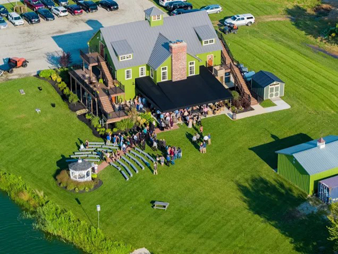 Aerial Wedding Party Photo - Thousand Acre Farm