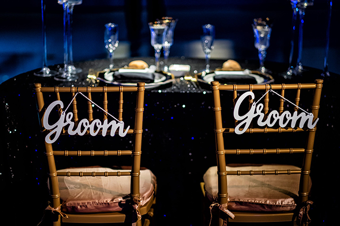 Groom and Groom Signs - South Florida LGBT Wedding Floral Design and Decor - Dalsimer Atlas