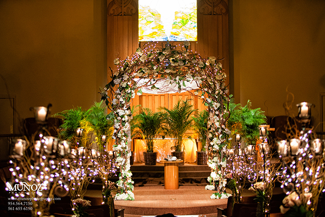 twig arch lights wedding arch - South Florida LGBT Wedding Floral Design and Decor - Dalsimer Atlas