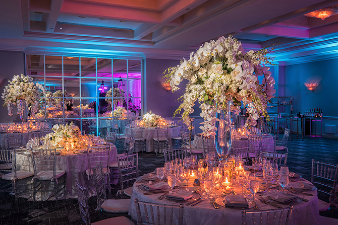 dramatic wedding reception decor - South Florida LGBT Wedding Floral Design and Decor - Dalsimer Atlas