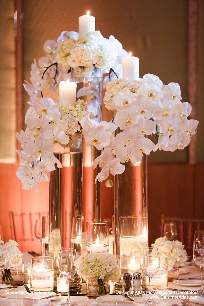 white orchid centerpiece - South Florida LGBT Wedding Floral Design and Decor - Dalsimer Atlas