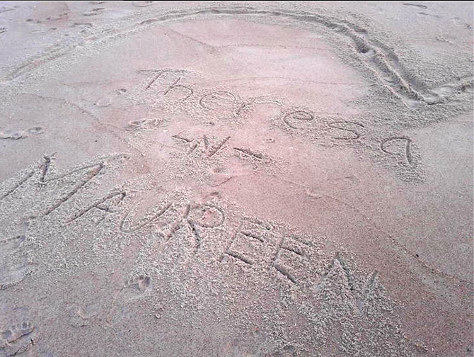 Florida Wedding Celebrant - Jacksonville, FL LGBT Weddings - Brides names written in the sand