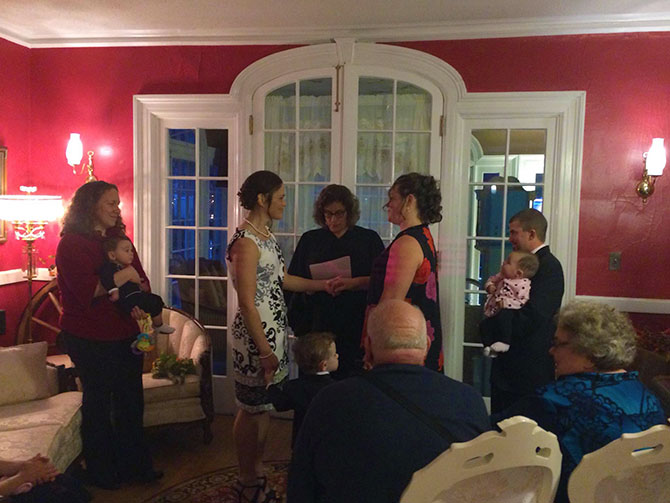 Rainbow Bells - Indoor lesbian wedding ceremony