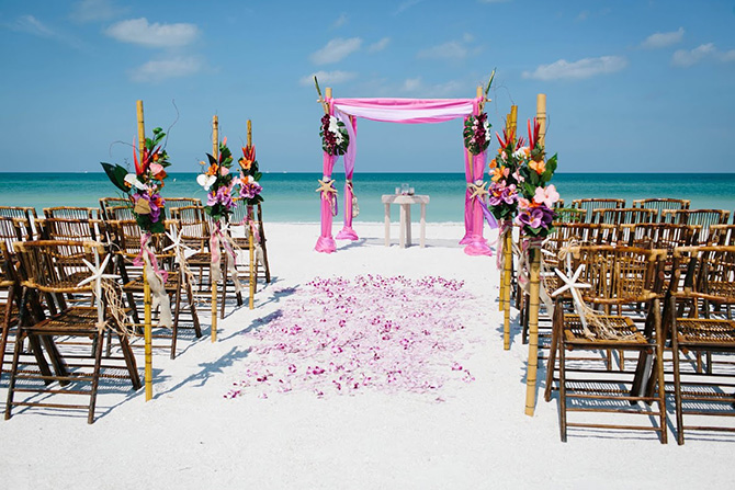 Tide the Knot Beach Weddings - Wedding alter pink