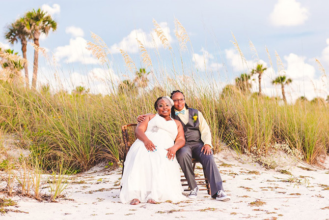 Tide the Knot Beach Weddings - Lesbian brides on bench