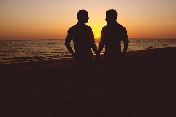 Tide the Knot Beach Weddings - Grooms silhouette sunset.