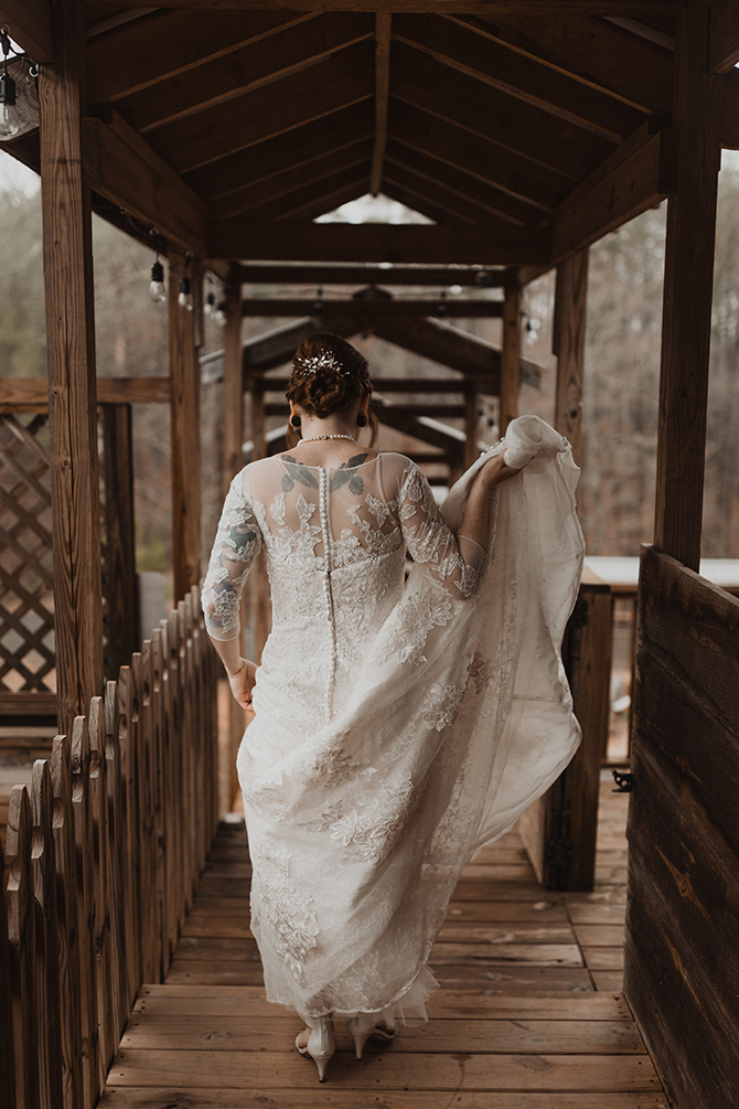 Cold Creek Farm Tatooed Bride on a Wooden Bridge
