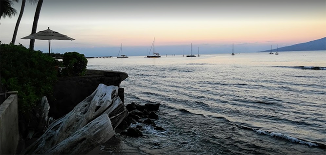 View of Lanai Maui, Hawaii Private Sunset Beach Wedding Site