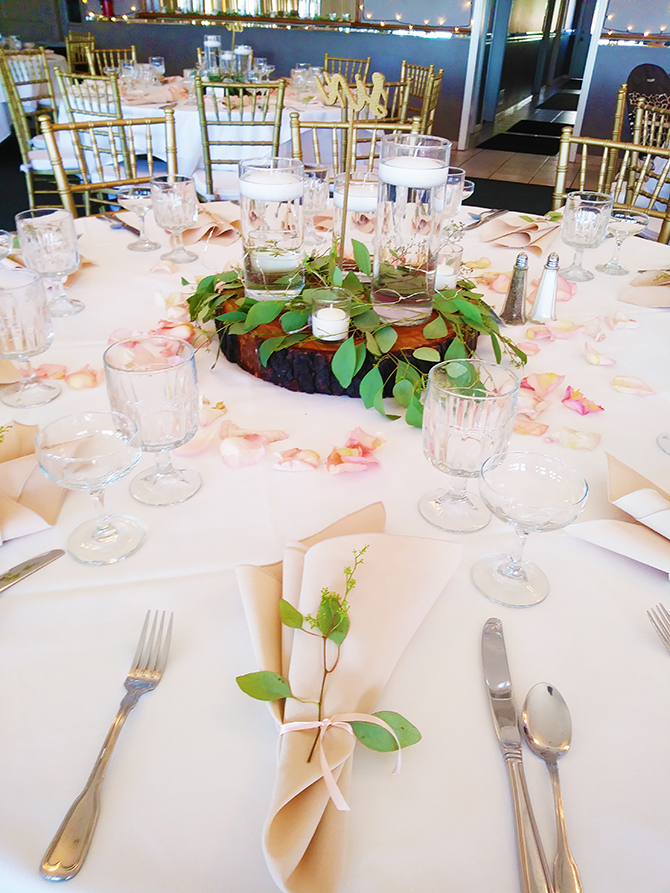 Peach wedding reception - Parkway Banquets and Catering LGBT Weddings in Ingleside Illinois