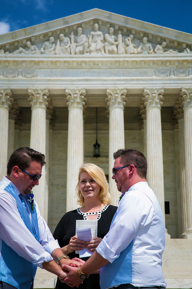 Bayline Studios Photography and Events - Photo of Grooms being married on courthouse steps