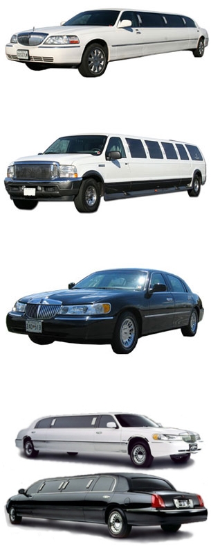 black white wedding limousines