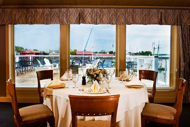 St. Michaels Harbor Inn - Elegant dining with marina view