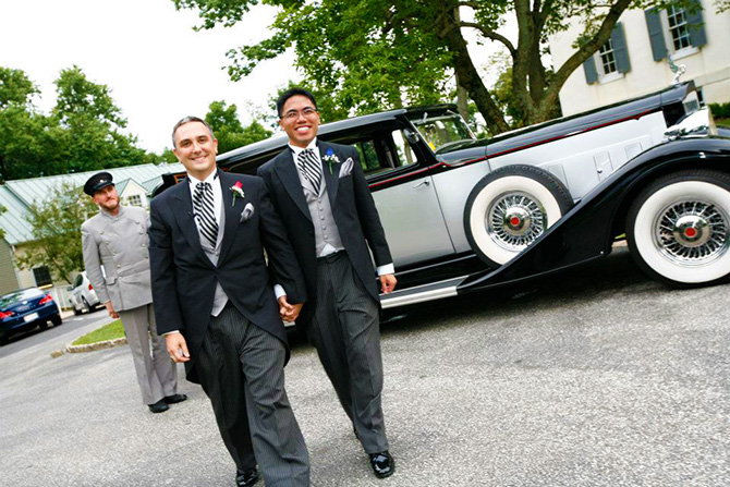 Historic Oakland Columbia Maryland Gay Couple Walking From Car