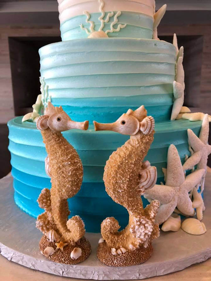 Seahorse Wedding Cake - Nahant, MA LGBT Wedding Reception Venue - The Oceanview of Nahant