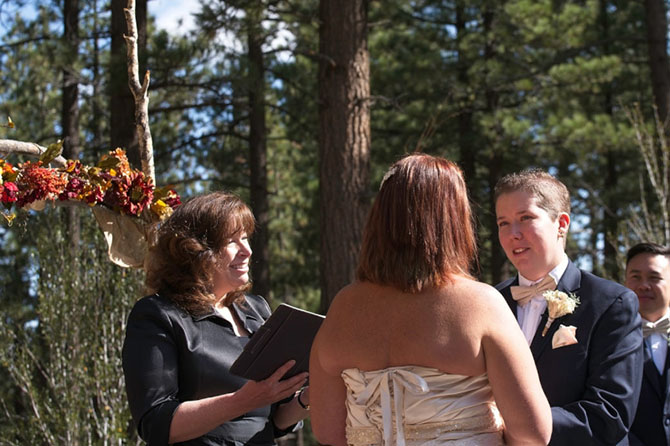 Lake Tahoe LGBT Wedding Ceremony Officiant Lesbian wedding vow exchange
