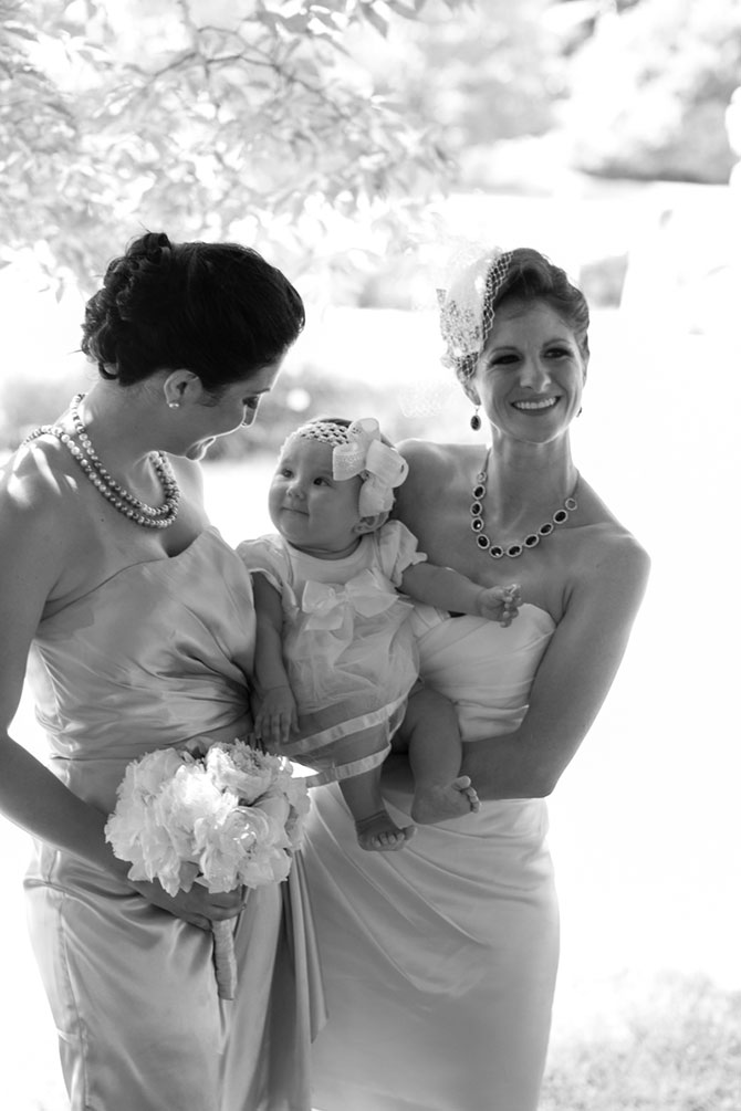 Christopher Lane Photography - Black and white image lesbian brides with baby