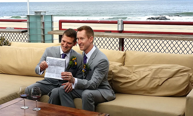 For This Joyous Occasion - Gay Grooms with marriage license