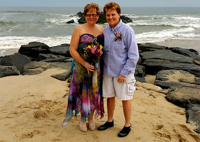 For This Joyous Occasion - Lesbian couple by the sea