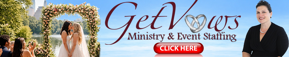 Get Vows
LGBT Wedding Officiant Serving Northern New Jersey & New York City
Lakeside wedding chapel 

