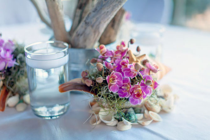 Pocket Full of Posies Florist - Unique petite bouquet with seashells and driftwood