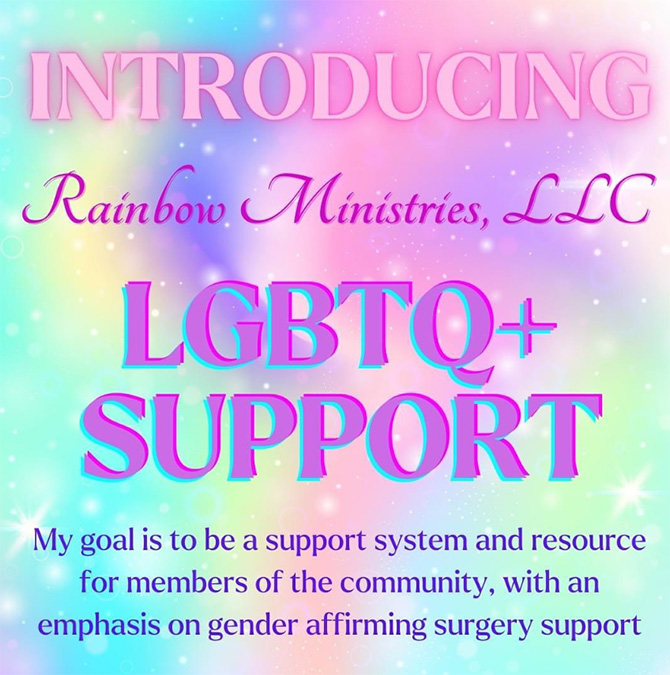 Rainbow Ministries, LLC 
				North Jersey LGBTQ+ Wedding Officiant
Reverend Sara Henderson - NYC, Westchester, Dutchess, Fairfield, New Fairfield & Litchfield



