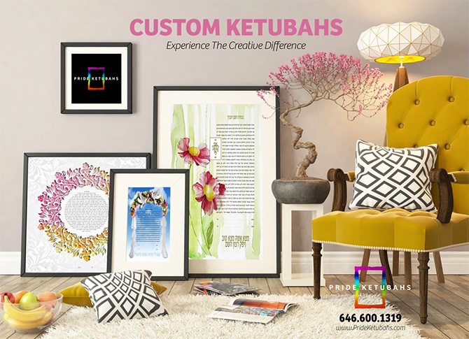Custom Designed Ketubahs for LGBT Marriage Ceremonies - Pride Ketubahs
