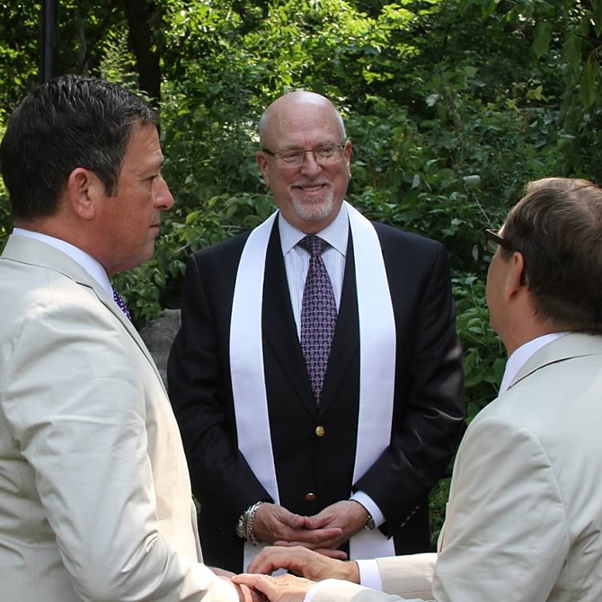 Gay wedding in Central Park New York performed by Reverend Will Mercer