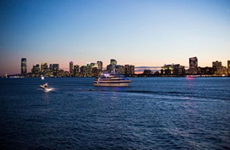 Sunset Terrace at Chelsea Piers - view of the Hudson river