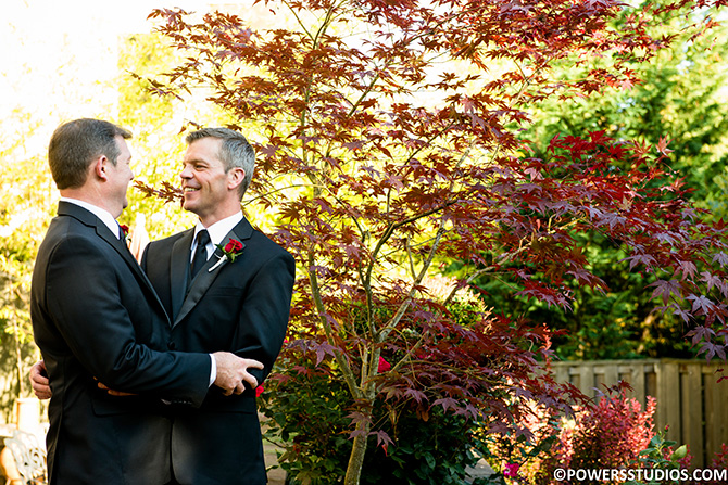 Powers Studios - Photo shot of gay grooms in autumn