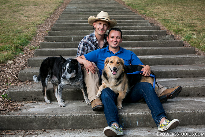 Powers Studios - Image of gay couple with dogs
