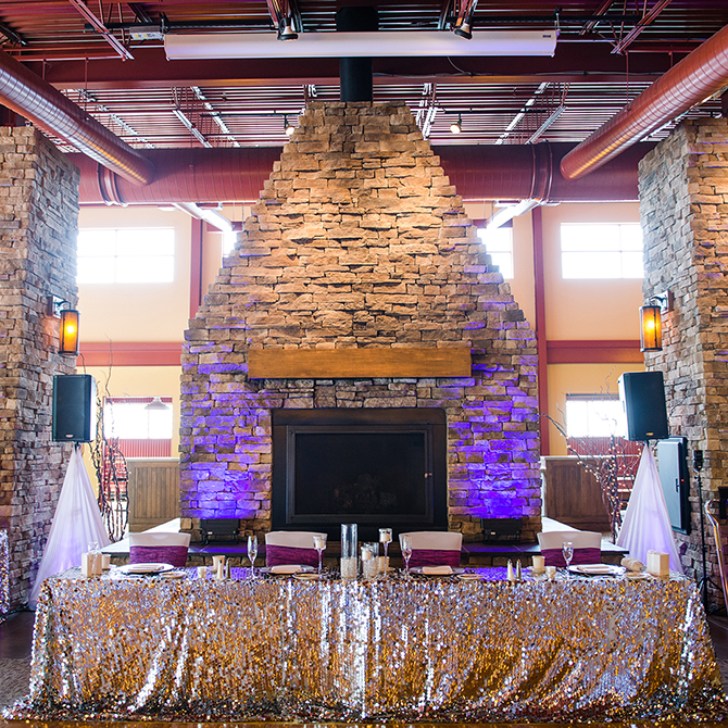 Sequin glitzed wedding reception Bear Creek Mountain Resort