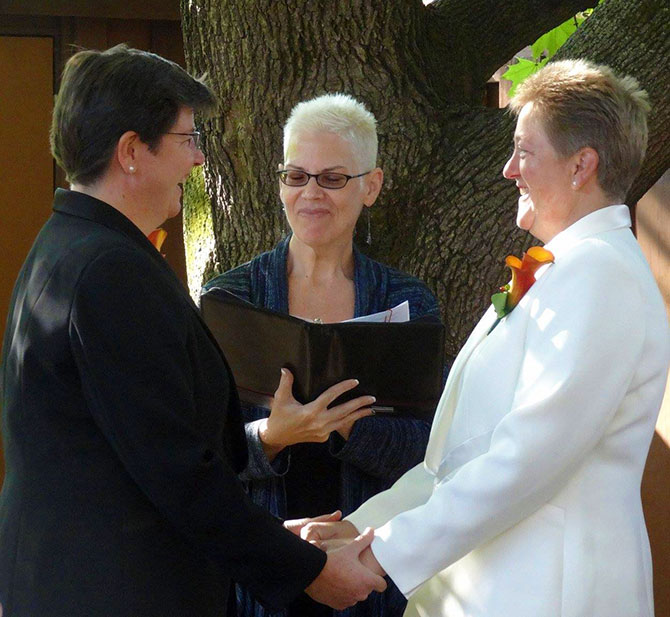 Reverend Pamela Brehm - Lesbian Brides Exchanging Vows