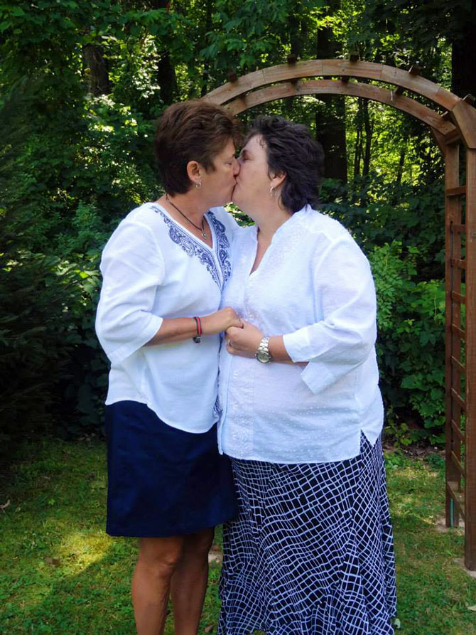 Reverend Pamela Brehm -  Just married brides kiss
