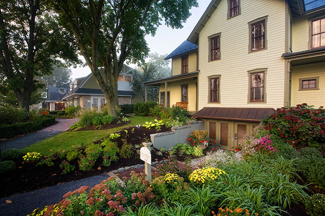 The Inn At Leola Village Front Entrance with garden landscaping