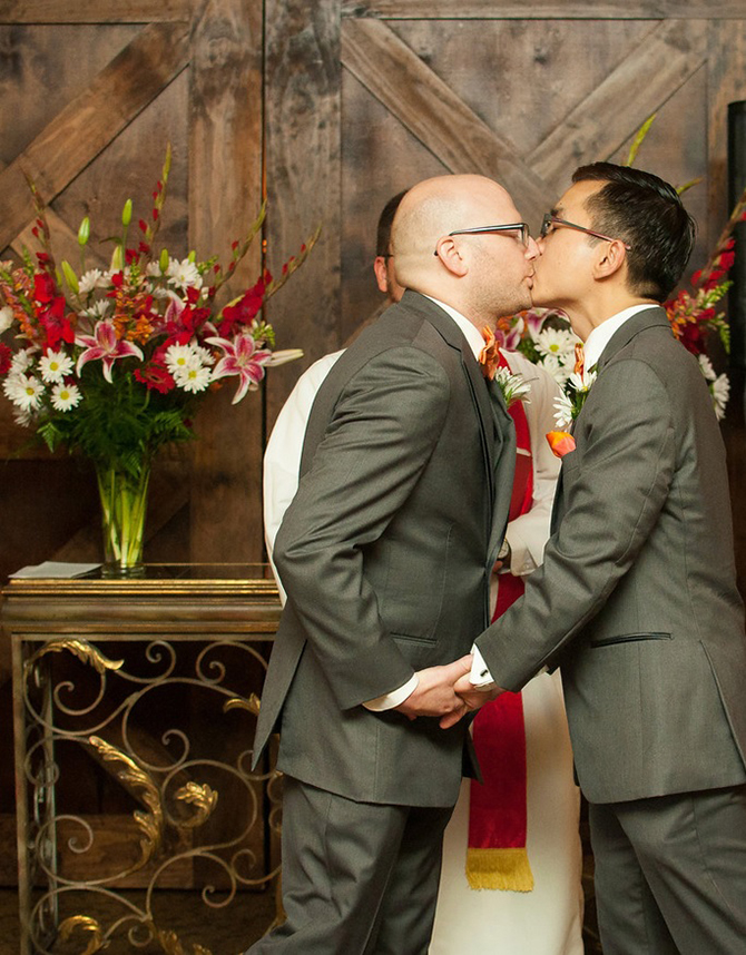The Inn At Leola Village Kiss During Their Wedding Ceremony