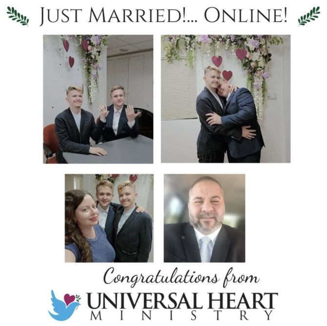 Universal Heart Ministry
In-Person and Virtual LGBT Wedding Officiant 
Serving Utah, Tennessee & Florida - Virtual wedding, online wedding
