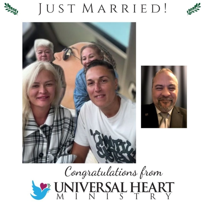 Universal Heart Ministry
In-Person and Virtual LGBT Wedding Officiant 
Serving Utah, Tennessee & Florida - Virtual wedding, online wedding
