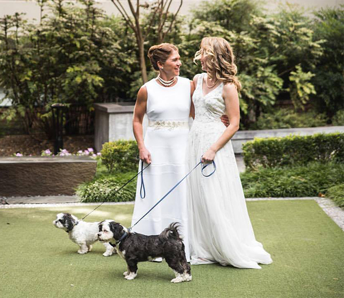 Brides with wedding dogs - Arlington, VA Same-Sex Wedding Photographer - Photos From The Harty