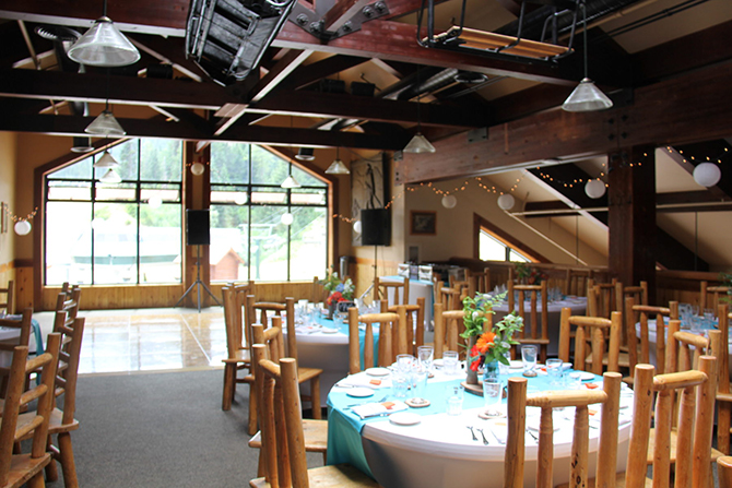Indoor wedding reception at Crystal Mountain Resort
